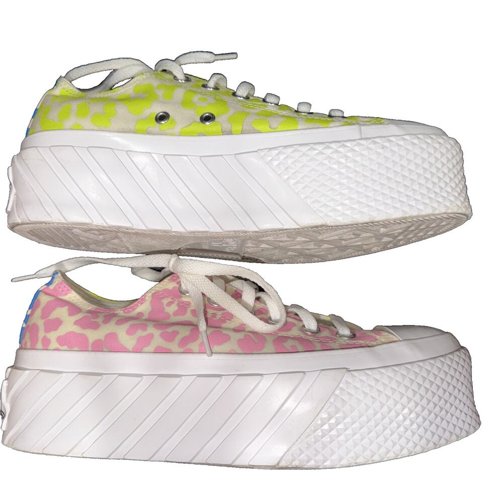 Converse Platform Leopard Print Sneakers Pink Neon Women’s 8 - Picture 8 of 8